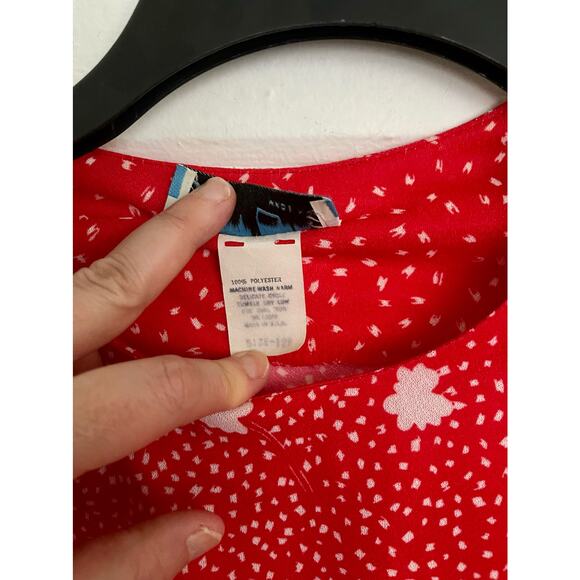 Just Ducky 80s Red and White Floral Dress Size 12P - Picture 9 of 10